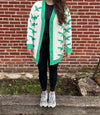 "BIRDS" HEAVY WEIGHTED FLEECE CARDIGAN (OS)