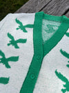 "BIRDS" HEAVY WEIGHTED FLEECE CARDIGAN (OS)