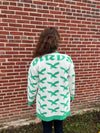 "BIRDS" HEAVY WEIGHTED FLEECE CARDIGAN (OS)