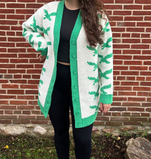 "BIRDS" HEAVY WEIGHTED FLEECE CARDIGAN (OS)