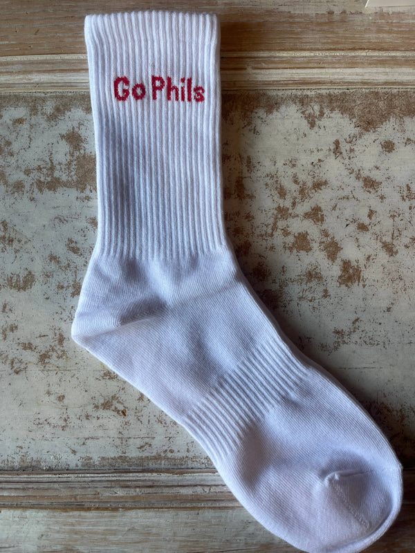 PHILADELPHIA PHILLIES "GO PHILS" SOCKS - ADULT SIZE 5-8
