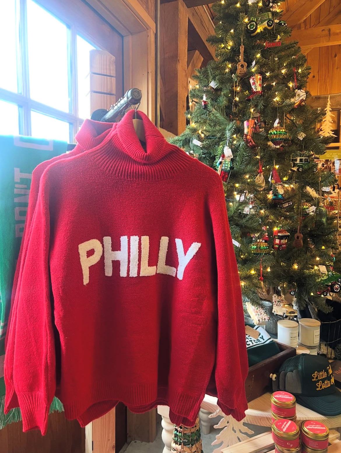 RED PHILLY KNIT SWEATER