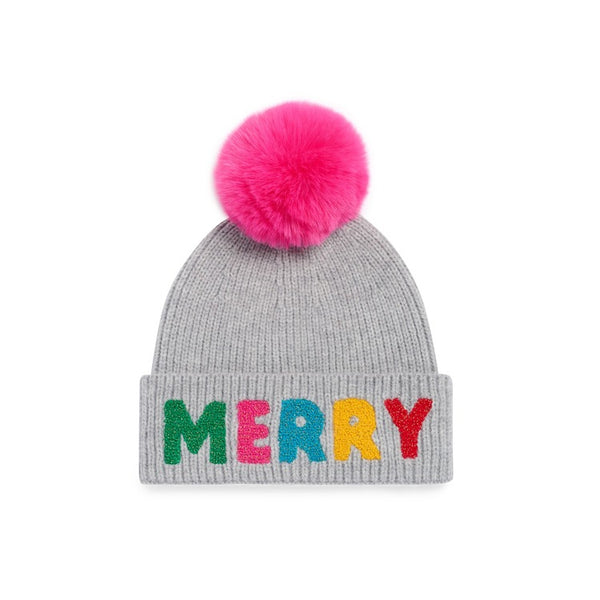 "MERRY" BEANIE,GREY