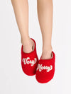 "VERY MERRY" SLIPPERS, RED