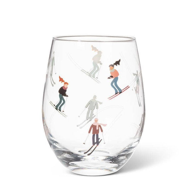 SKIERS STEMLESS WINE GLASS