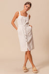 BUTTON DOWN POCKET FRONT PINAFORE DRESS