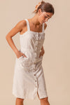 BUTTON DOWN POCKET FRONT PINAFORE DRESS