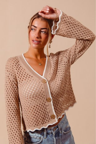 SCALLOP EDGE KNIT CARDIGAN
