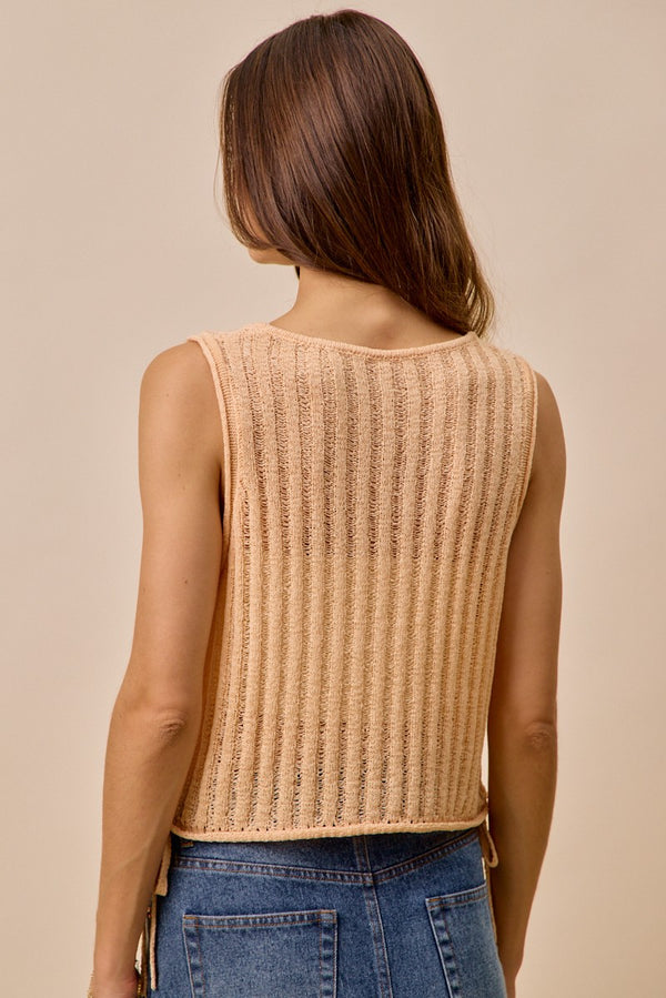 LOW GAUGE POINTELLE LIGHTWEIGHT SWEATER TANK TOP