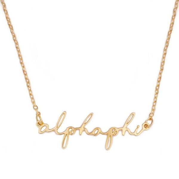 SORORITY GOLD SCRIPT NECKLACE | ALPHA PHI