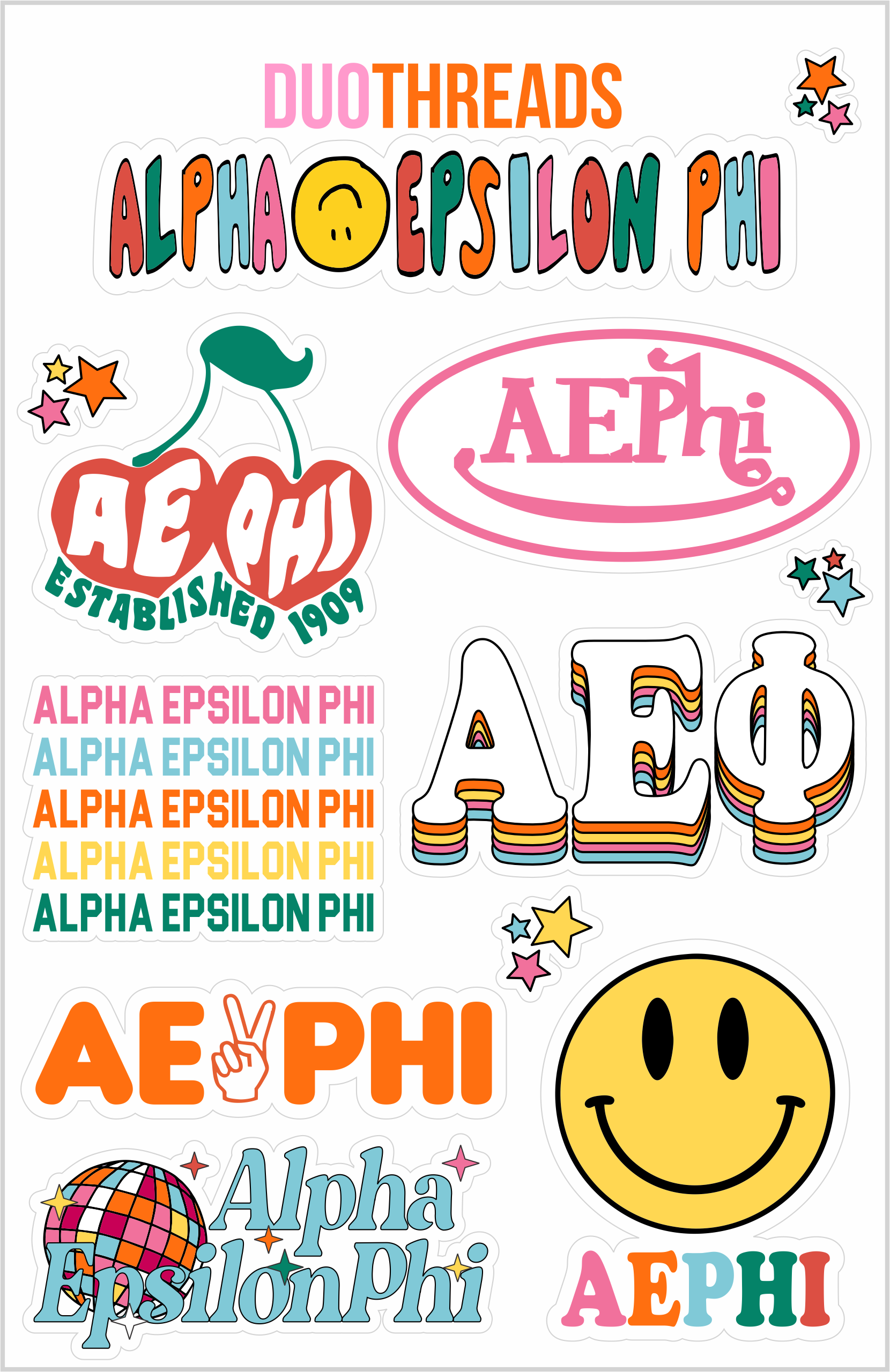 SORORITY RAINBOW STICKER SHEET