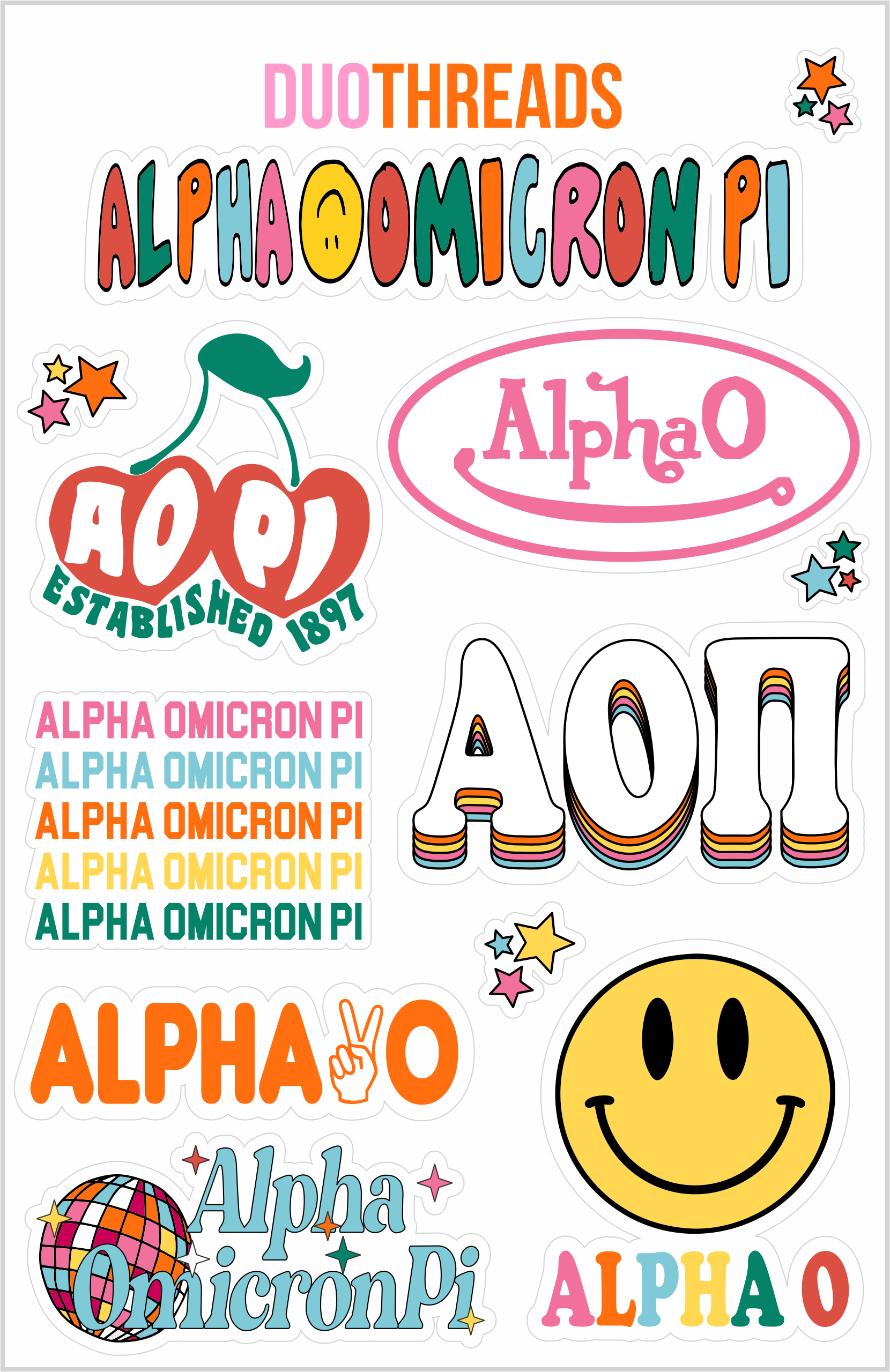 SORORITY RAINBOW STICKER SHEET