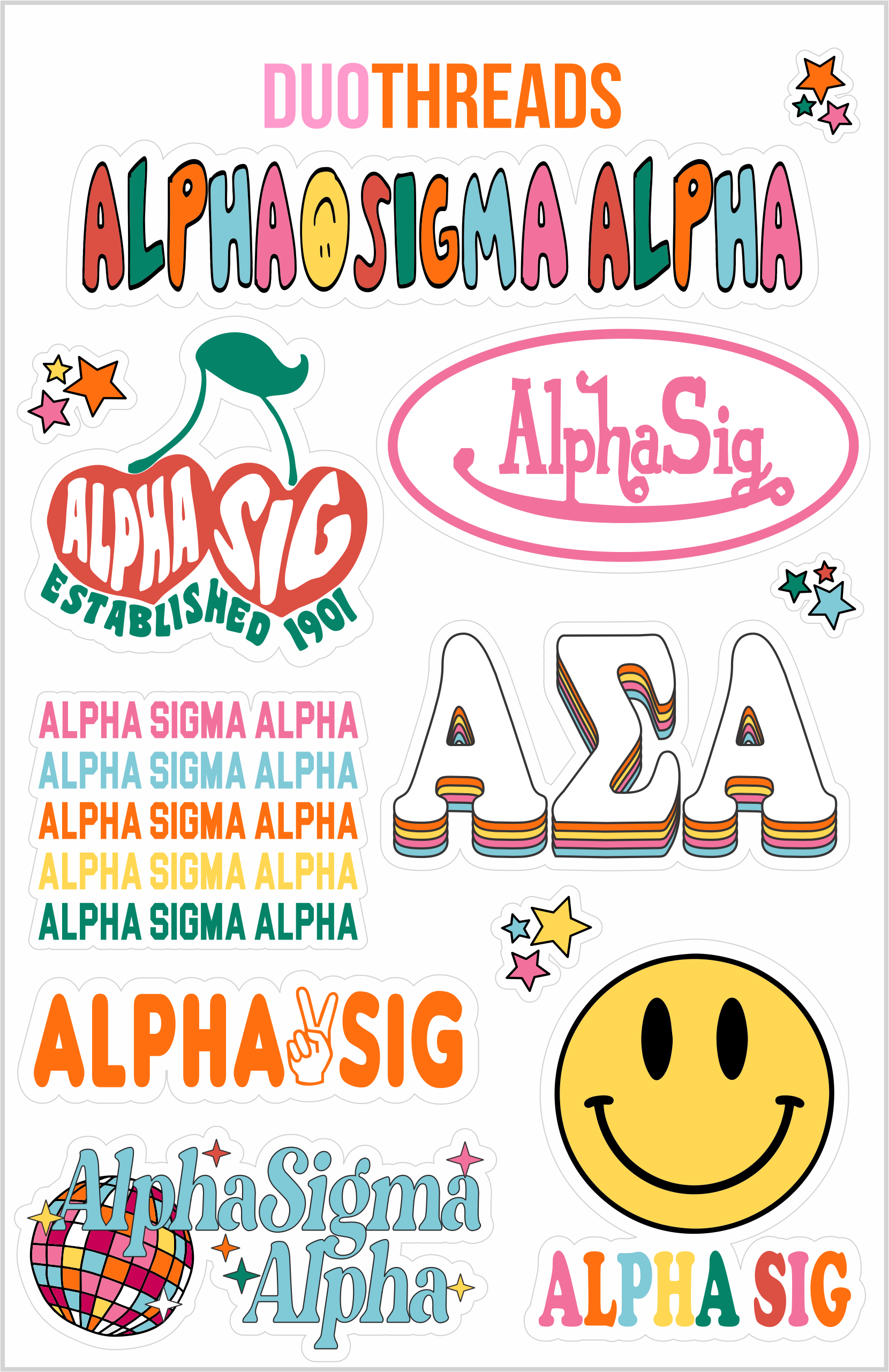 SORORITY RAINBOW STICKER SHEET