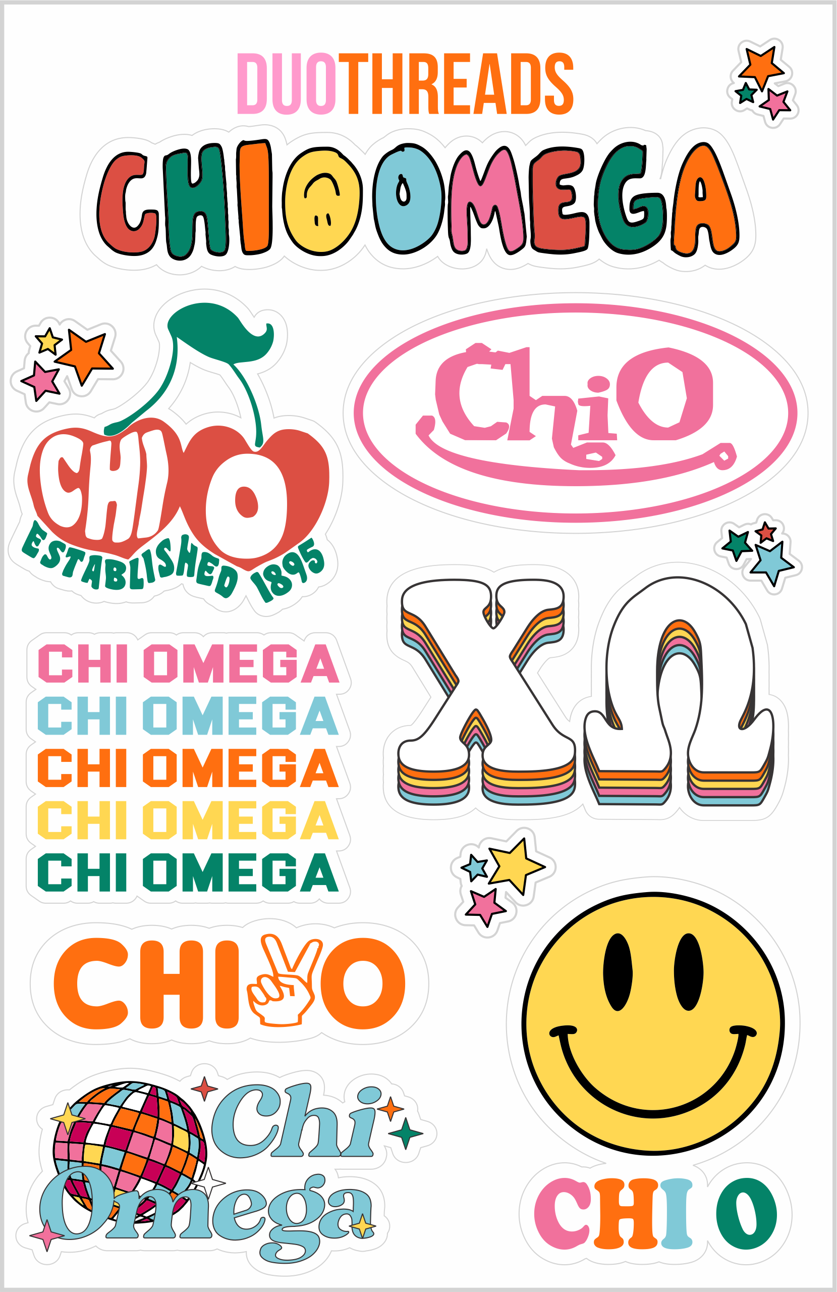 SORORITY RAINBOW STICKER SHEET