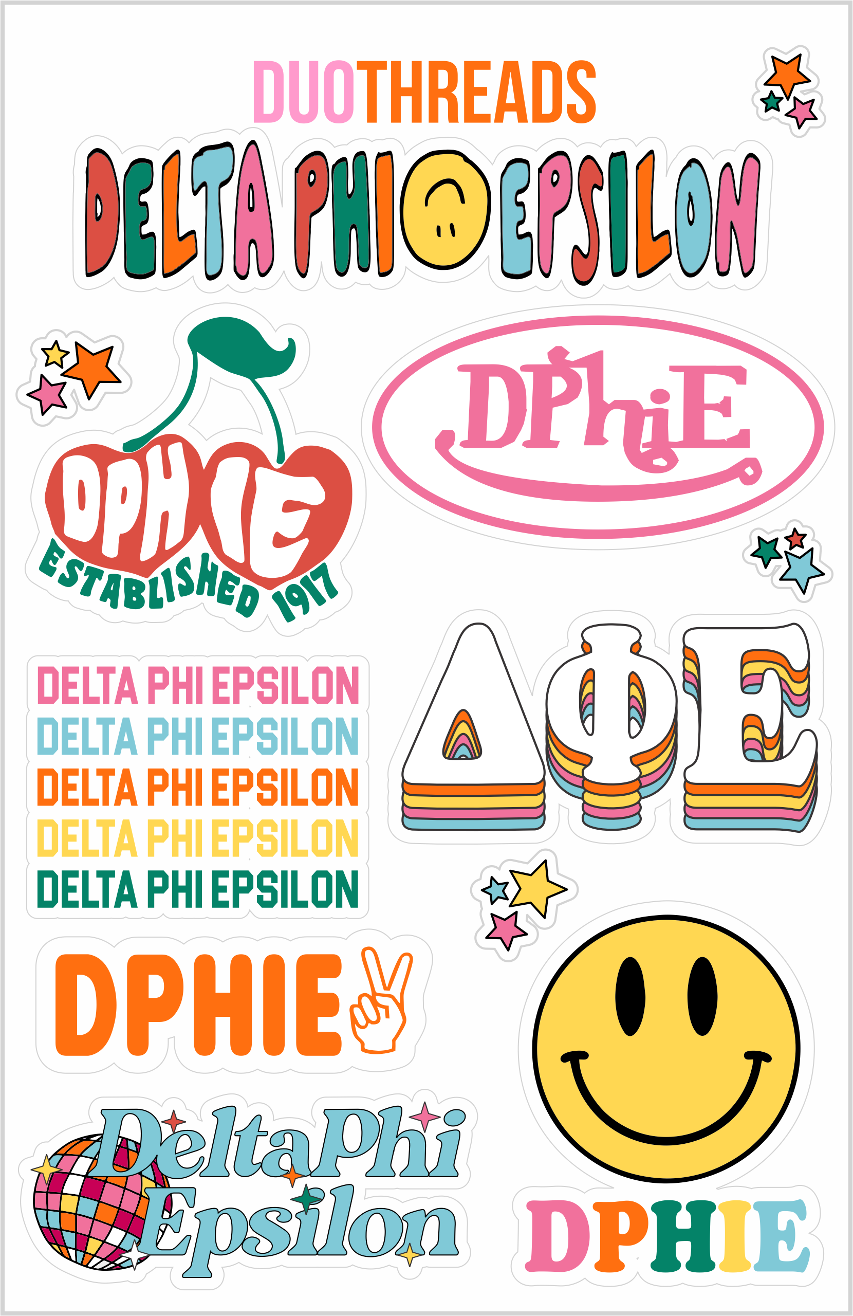 SORORITY RAINBOW STICKER SHEET