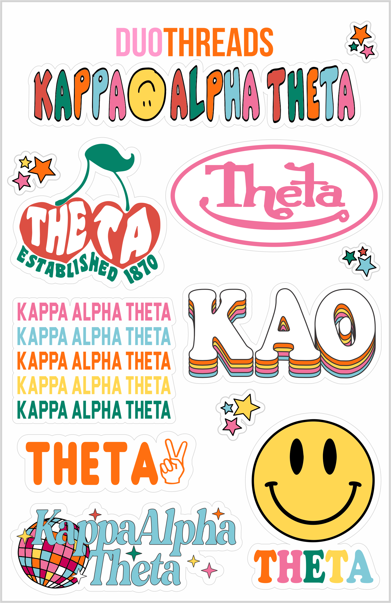 SORORITY RAINBOW STICKER SHEET