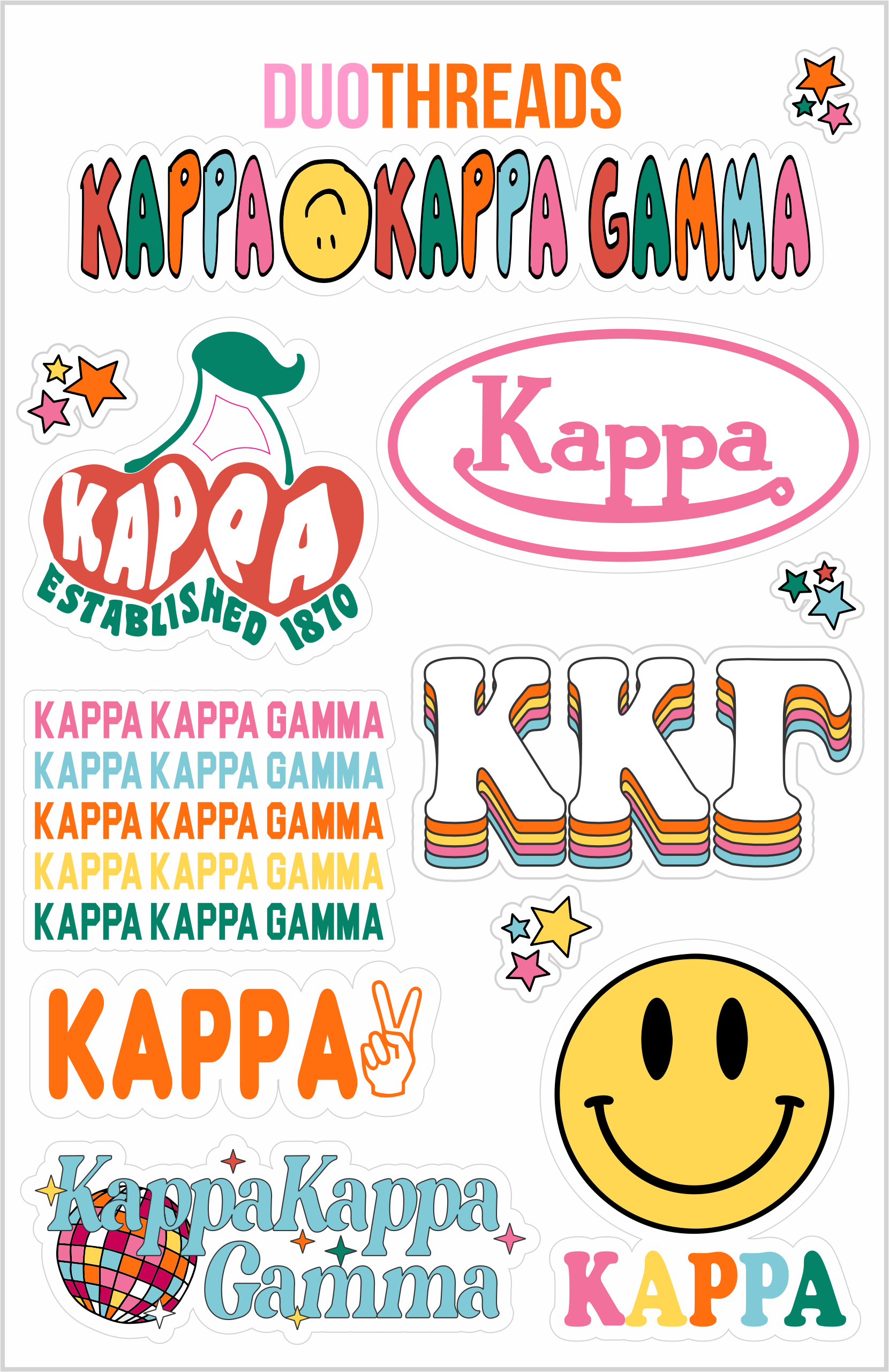 SORORITY RAINBOW STICKER SHEET