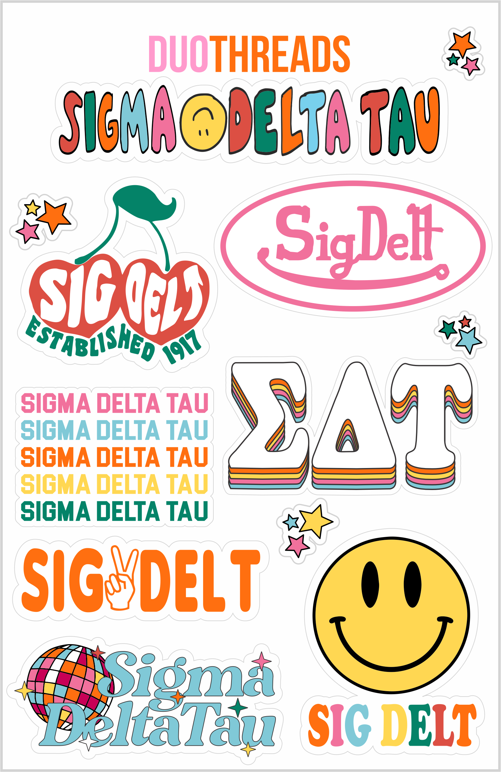 SORORITY RAINBOW STICKER SHEET