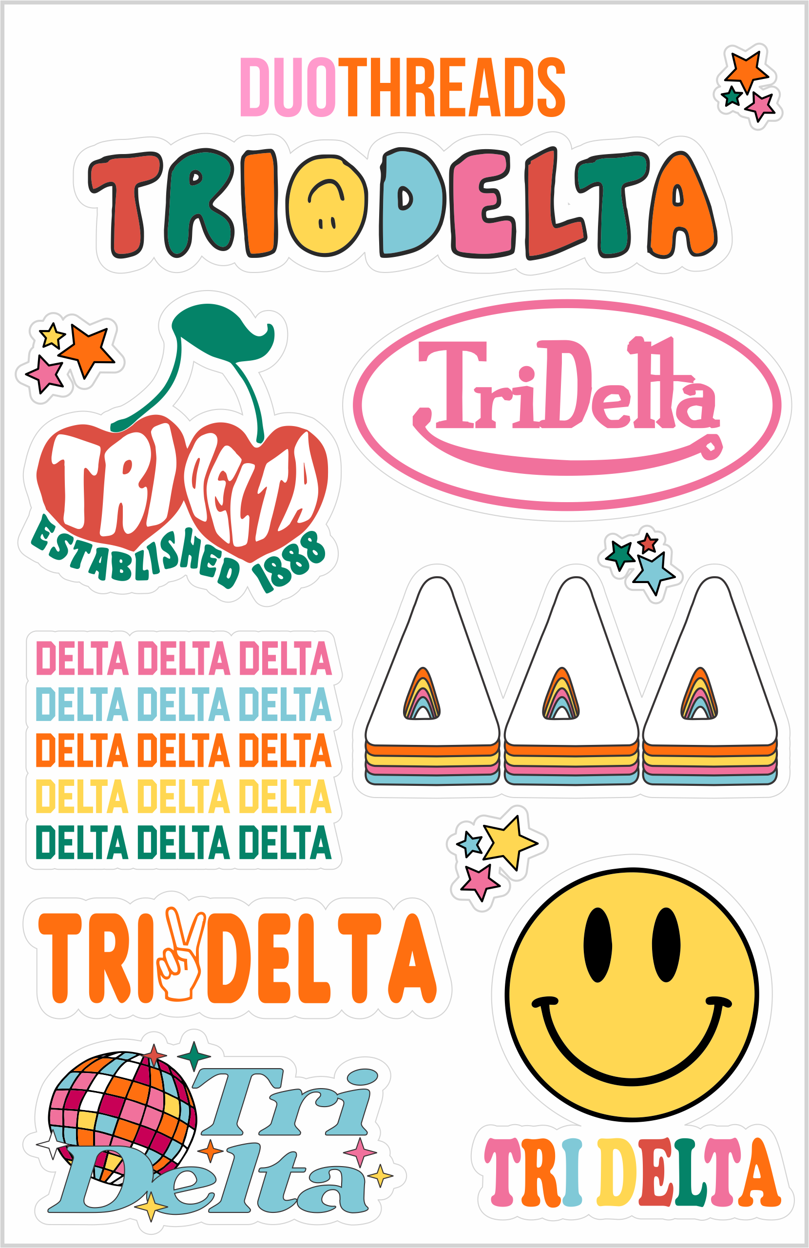 SORORITY RAINBOW STICKER SHEET