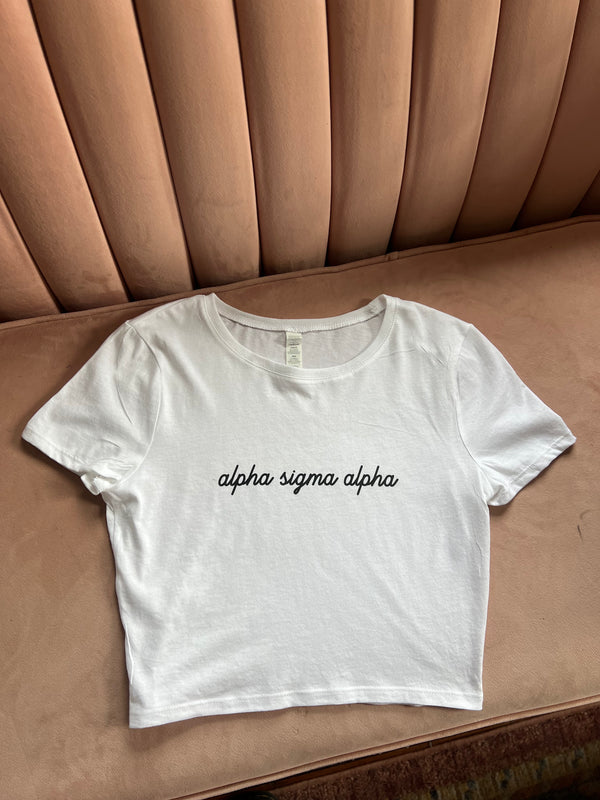 ALPHA SIGMA ALPHA SCRIPT CROP TEE