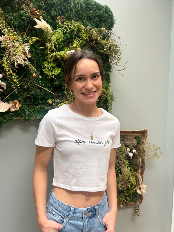 ALPHA EPSILON PHI SCRIPT CROP TEE