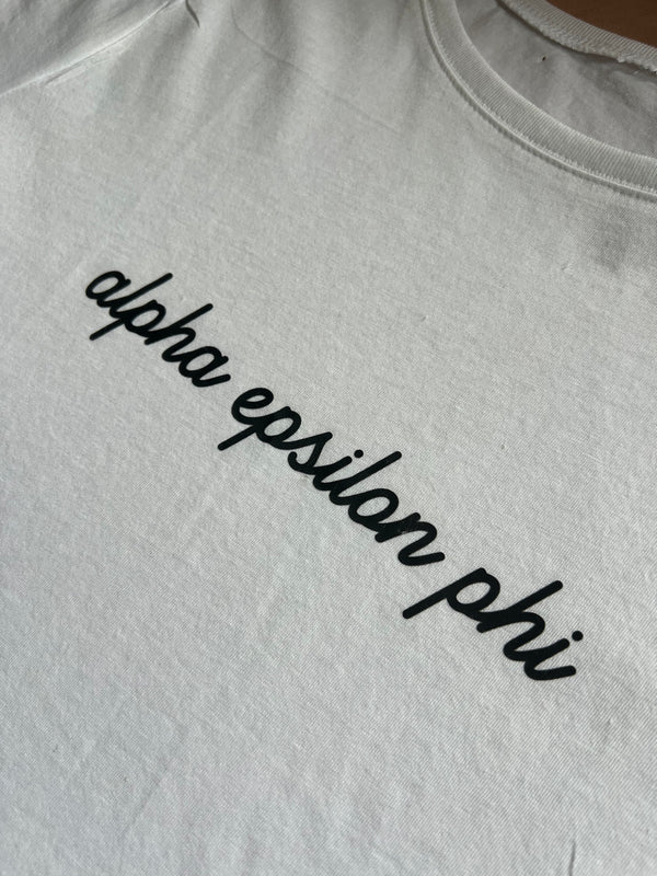 ALPHA EPSILON PHI SCRIPT CROP TEE