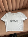 ALPHA PHI SCRIPT CROP TEE