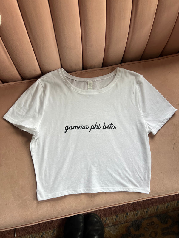 GAMMA PHI BETA SCRIPT CROP TEE