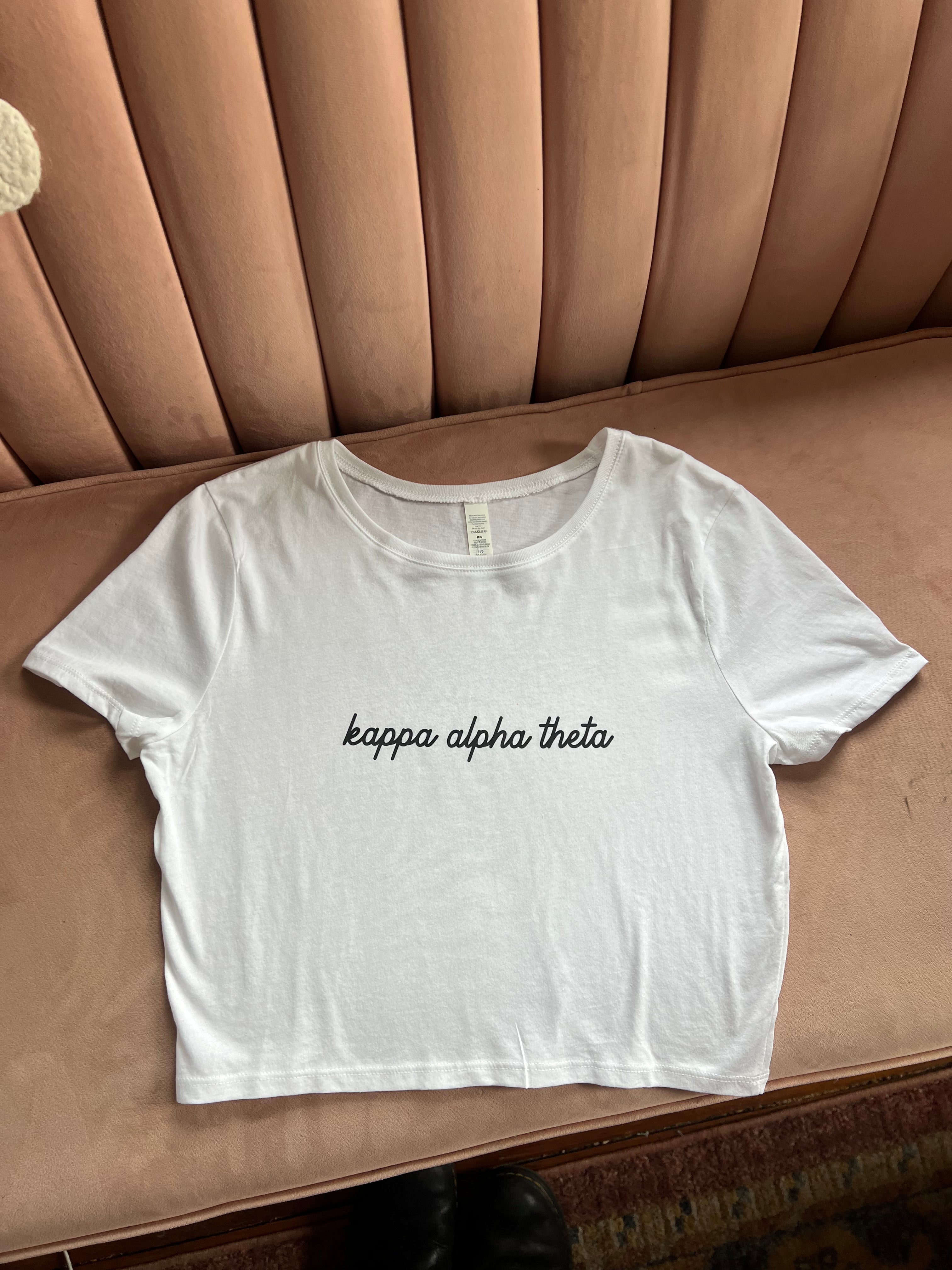 KAPPA ALPHA THETA SCRIPT CROP TEE