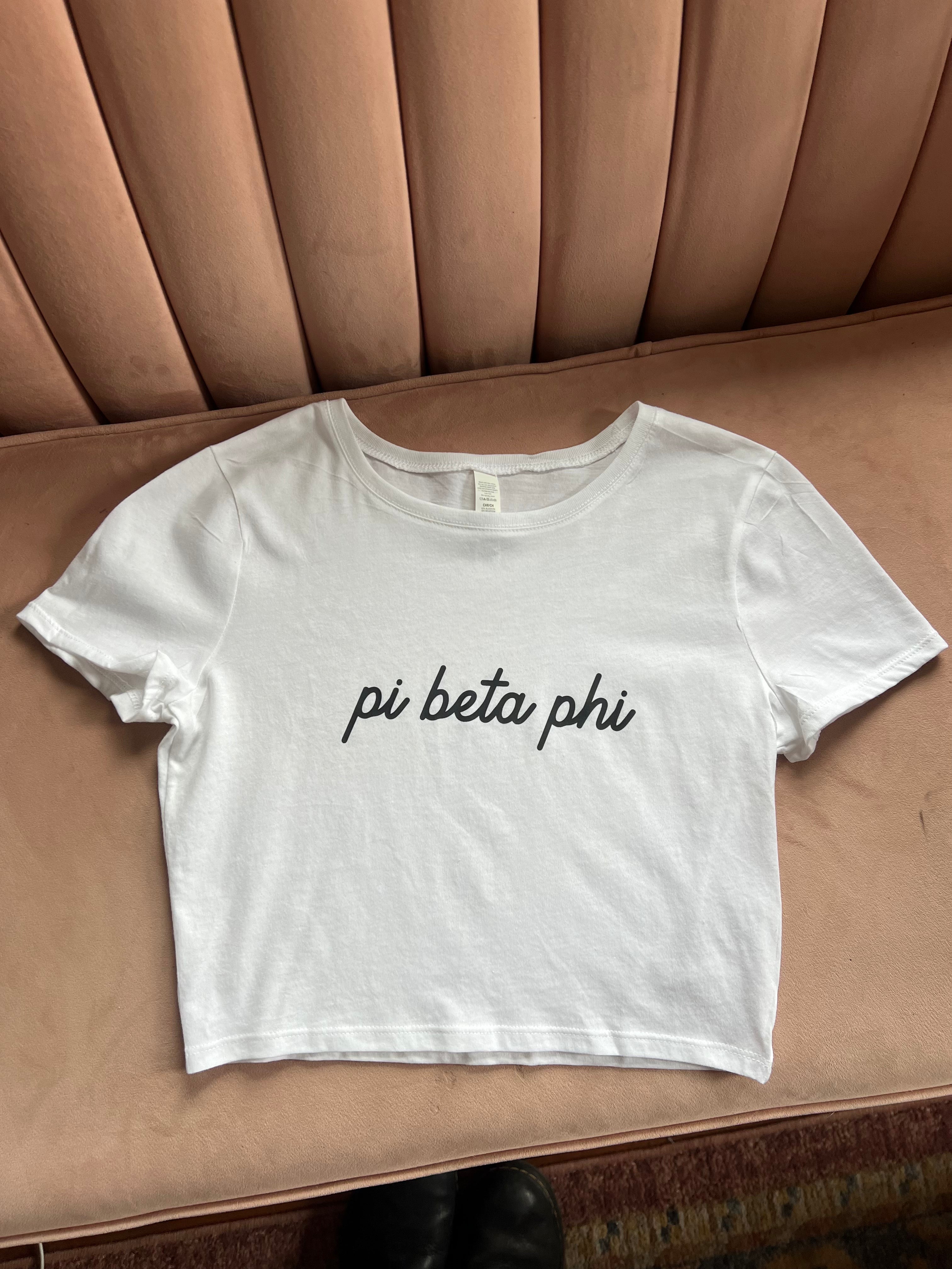 PI BETA PHI SCRIPT CROP TEE