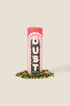Spaghetti Dust container with a pink top on a beige background