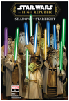 Book cover of 'Star Wars: The High Republic - Shadow of Starlight' featuring characters with lightsabers.