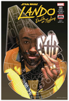 Comic book cover featuring a character with a futuristic design and text 'Lando Double or Nothing'.