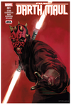 Comic book cover featuring Darth Maul with lightsabers against a red background