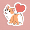 CORGI FLOATING ON A BALLOON | ILLUSTRATED CUTE VINYL STICKER