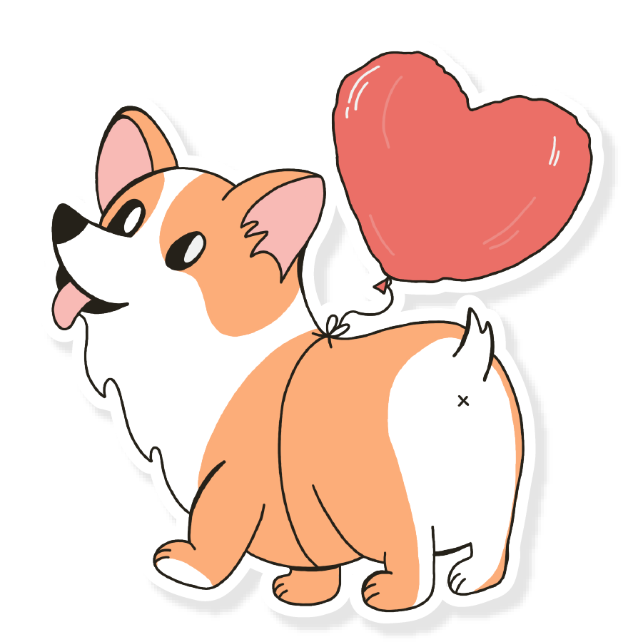 CORGI FLOATING ON A BALLOON | ILLUSTRATED CUTE VINYL STICKER