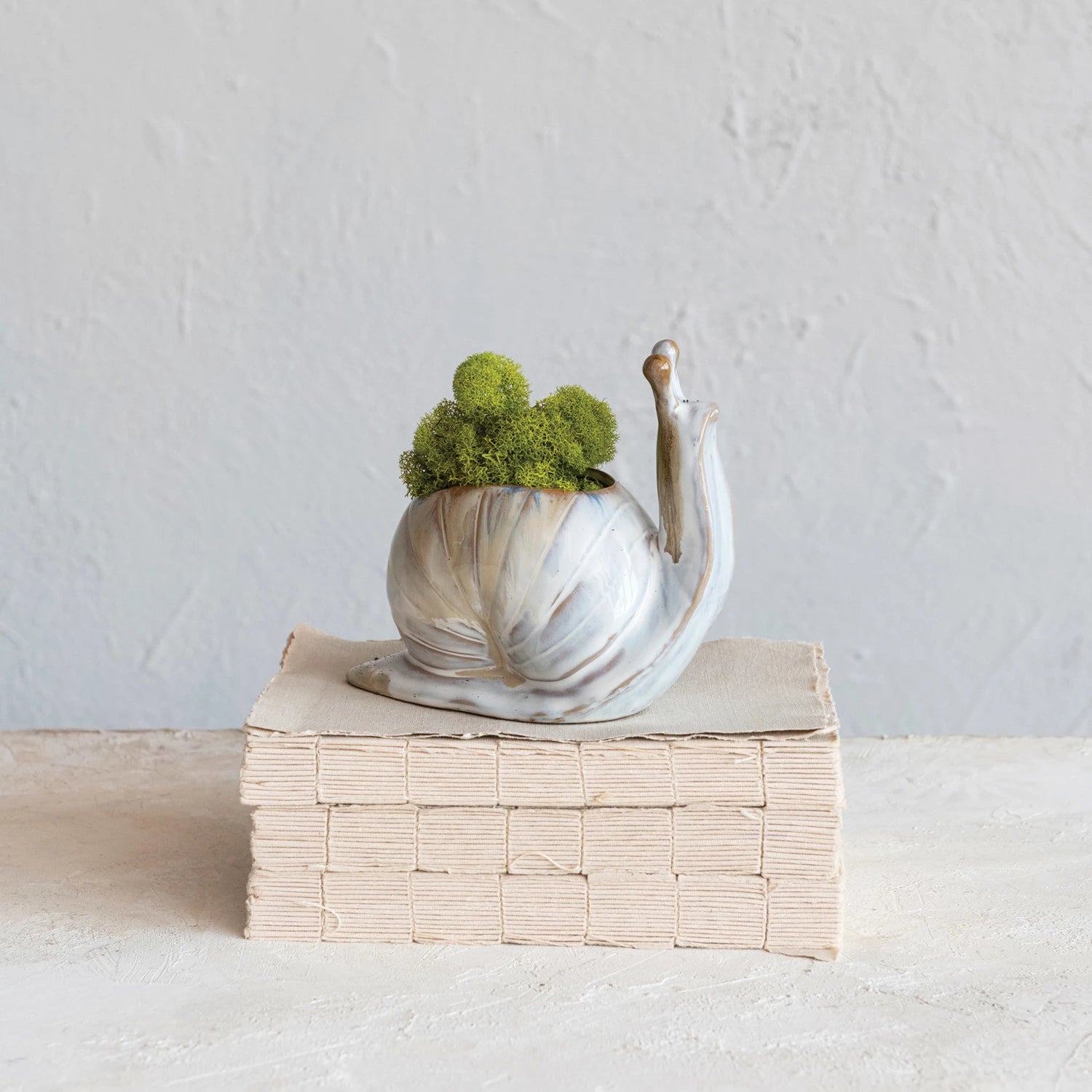 STONEWARE SNAIL VASE/PLANTER (EACH ONE WILL VARY)