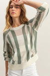 STRIPED POCKET DETAIL LONG SLEEVE SWEATER