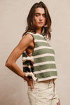 TIE SIDE STRIPE KNIT TOP