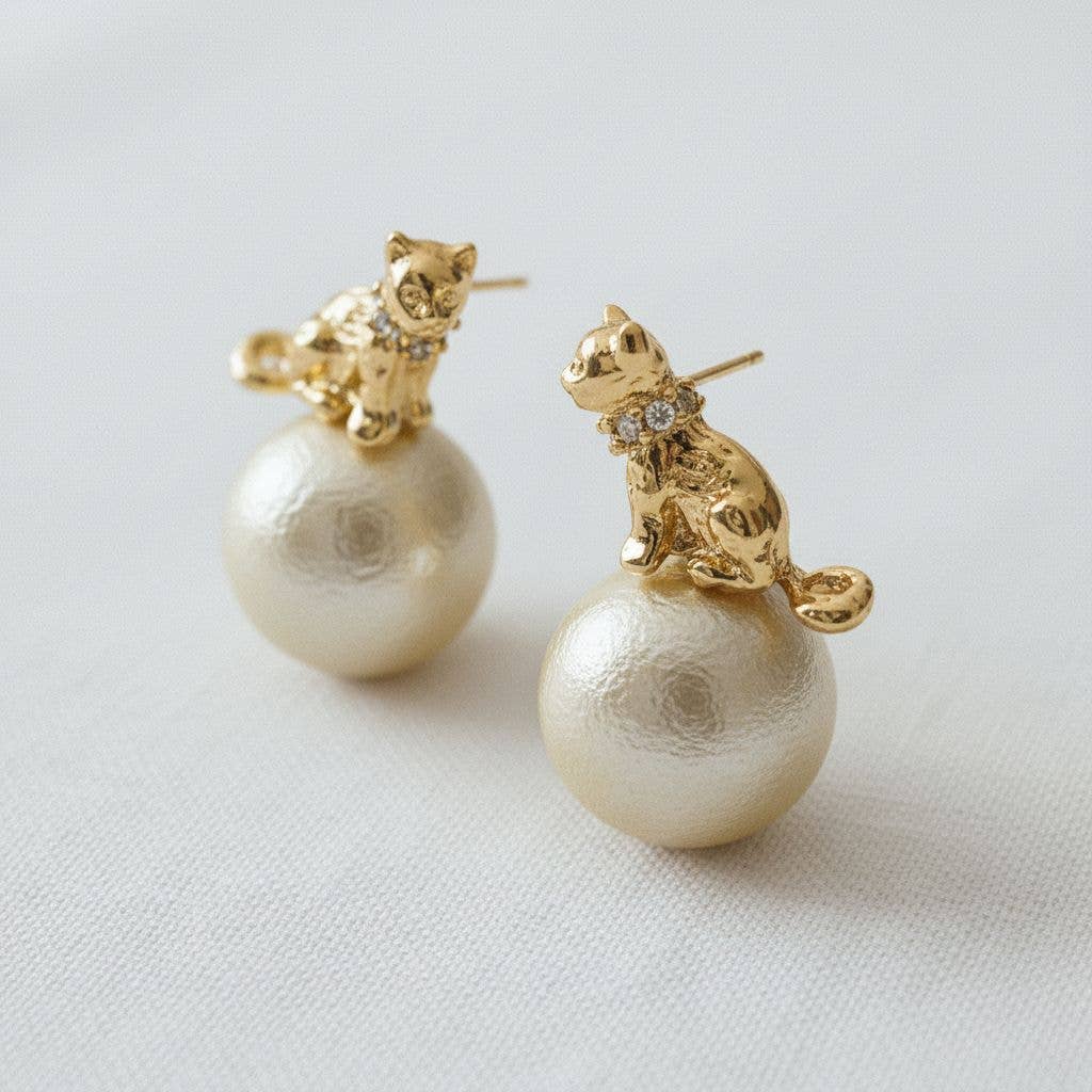 ARTISAN EGYPTIAN CAT PEARL STUDS