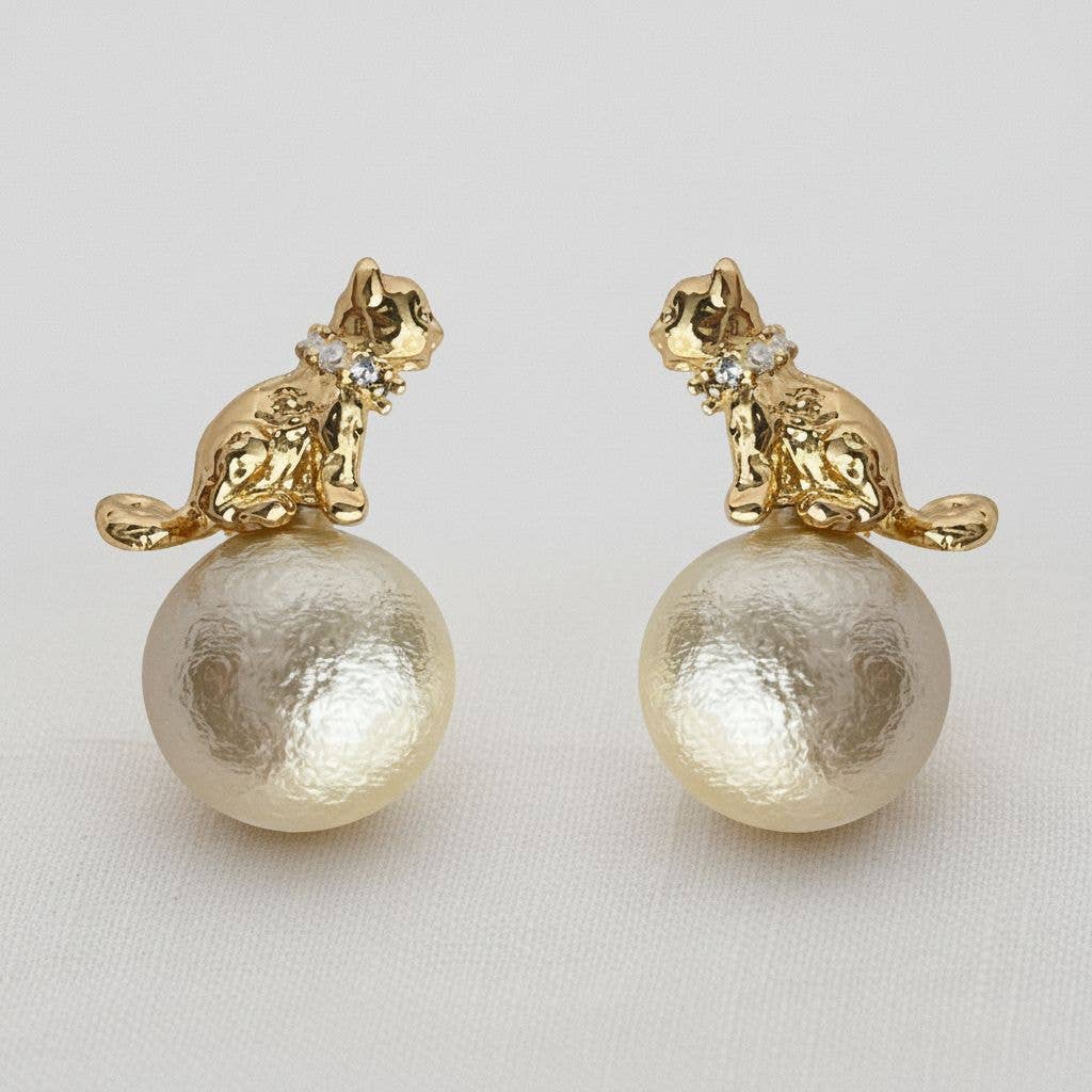 ARTISAN EGYPTIAN CAT PEARL STUDS