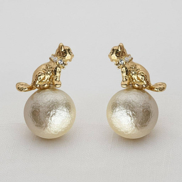 ARTISAN EGYPTIAN CAT PEARL STUDS