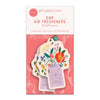 Studio Oh! car air fresheners with floral design on pink packaging