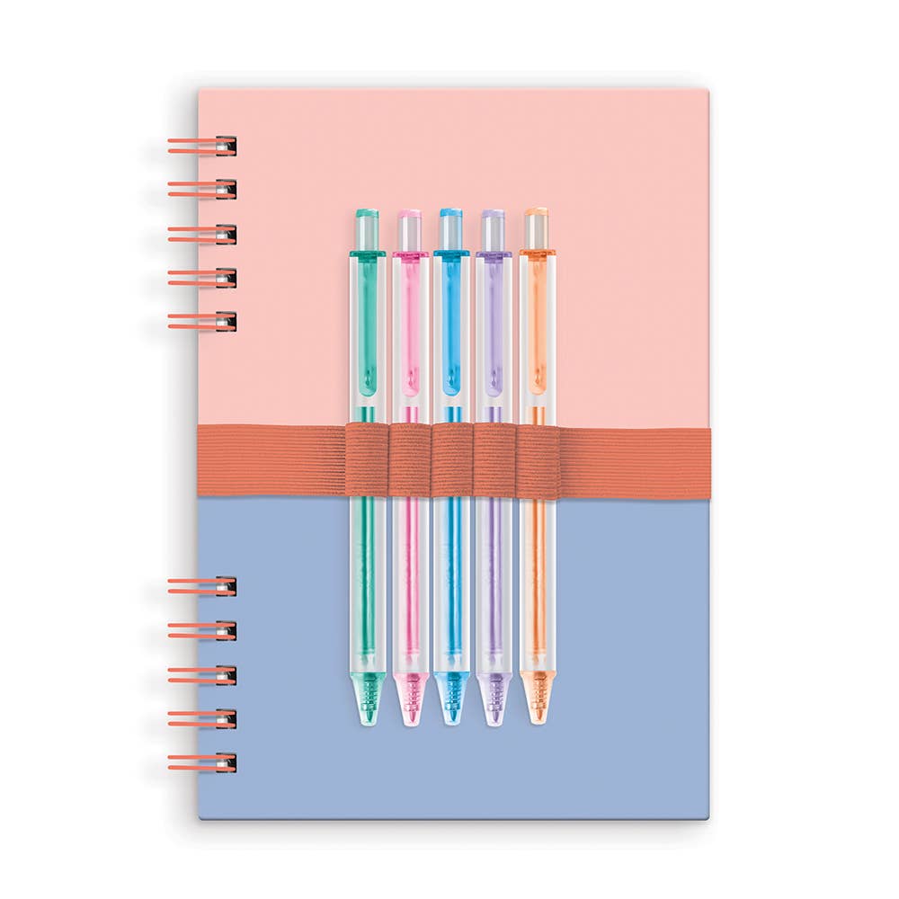 CORAL & SALT WATER HARPER SPLIT-SPIRAL NOTEBOOK & PEN SET