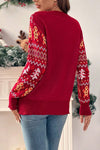KNIT CHRISTMAS PRINT ROUND NECK LOOSE FIT SWEATER