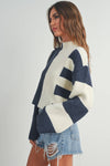 COLOR BLOCK MOCK TURTLENECK SWEATER