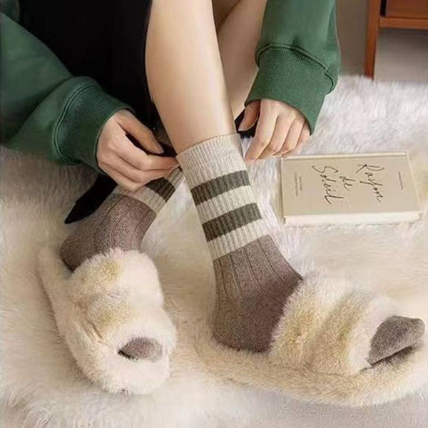 RIB KNIT COLOR BLOCK STRIPE SOCKS