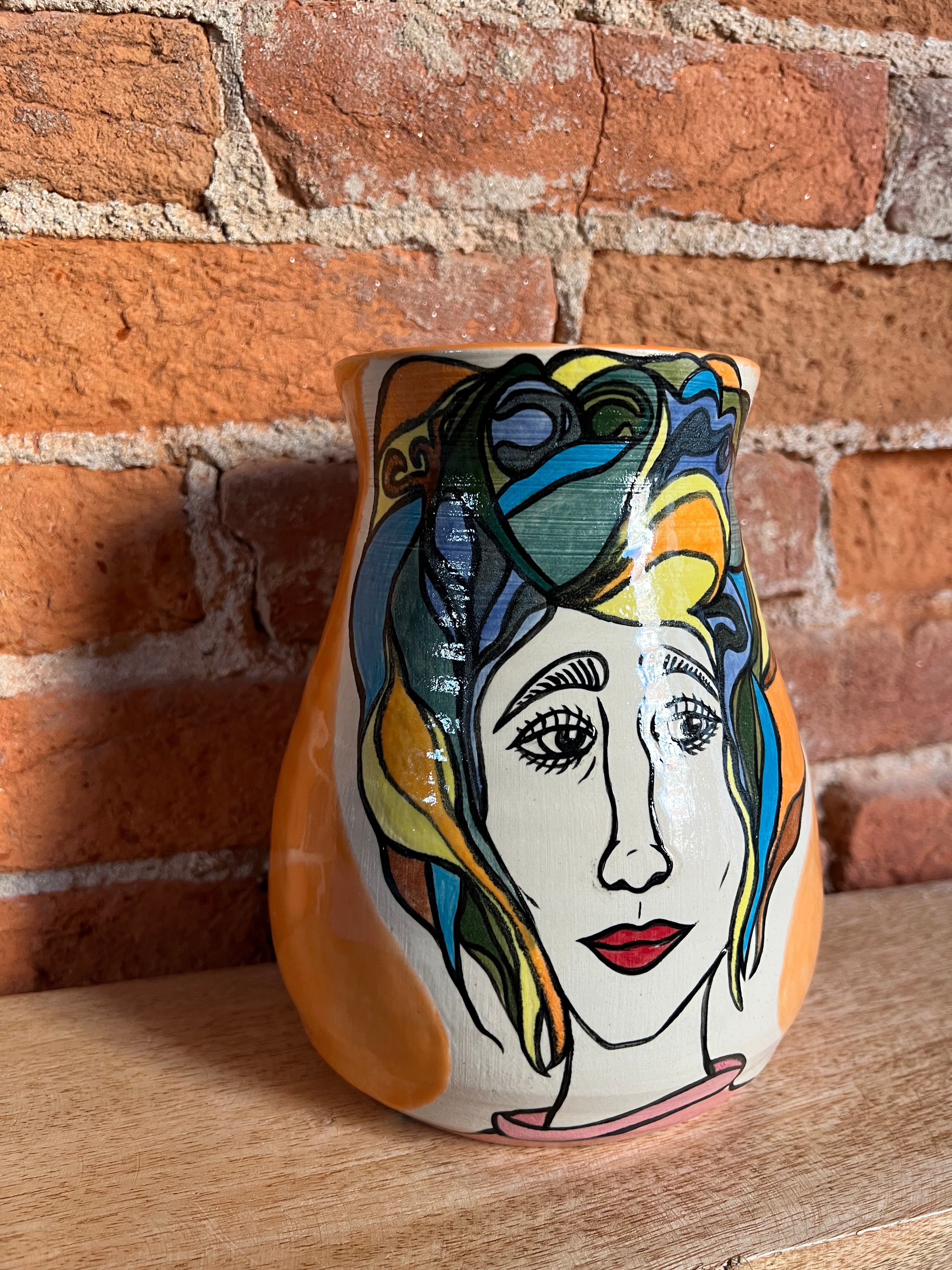 TB ORANGE WOMAN VASE 8/7
