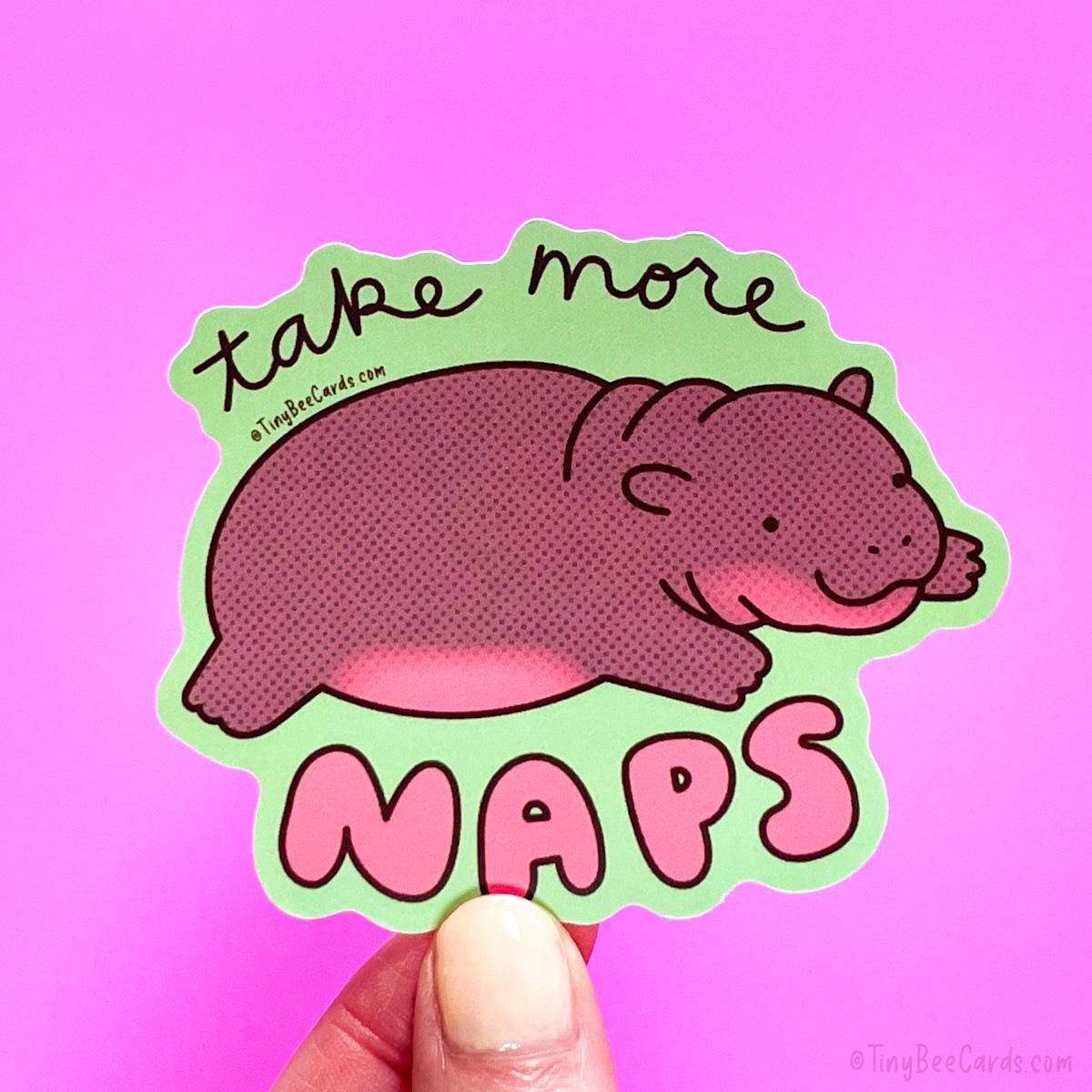 BABY PYGMY HIPPO VINYL STICKER - TAKE MORE NAPS