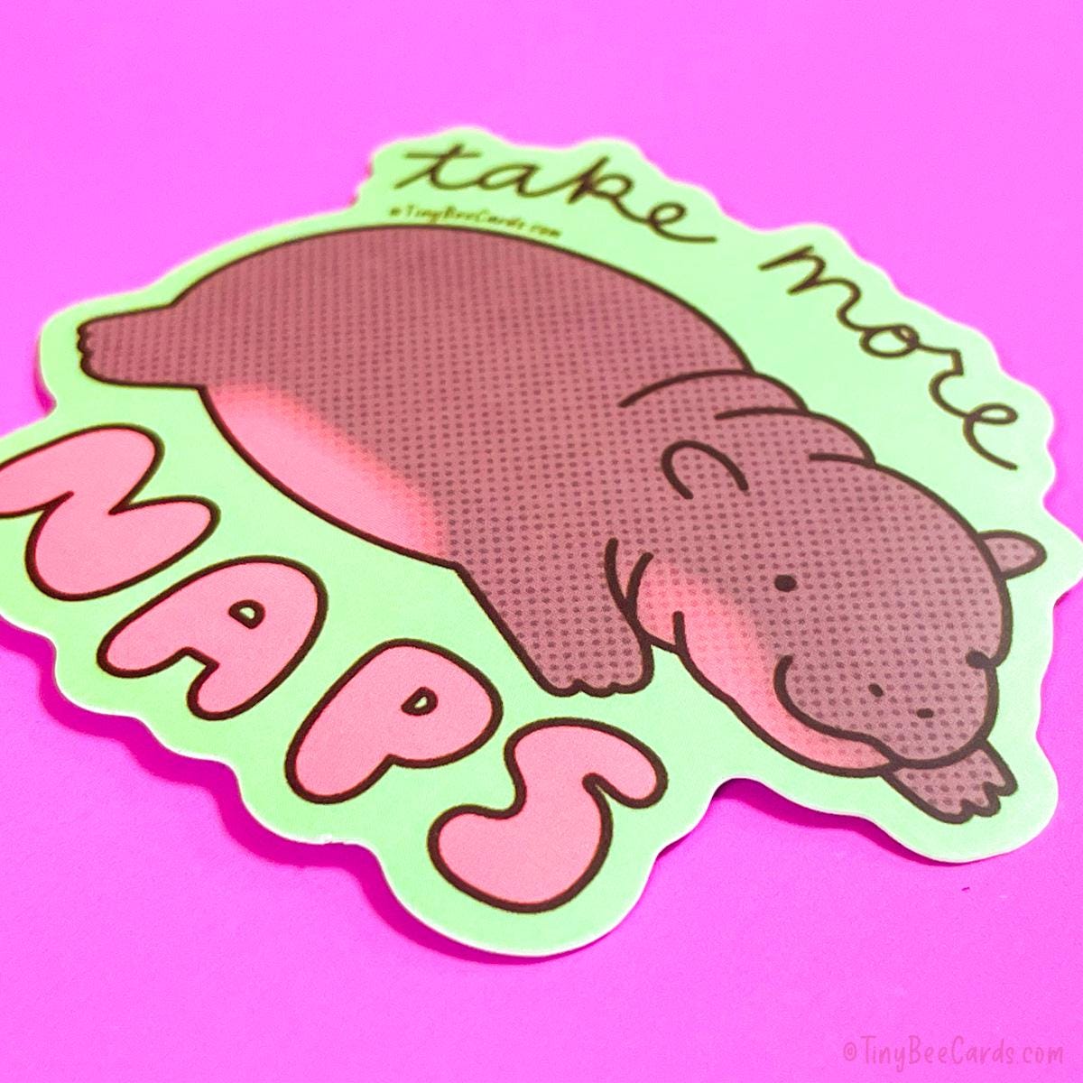 BABY PYGMY HIPPO VINYL STICKER - TAKE MORE NAPS